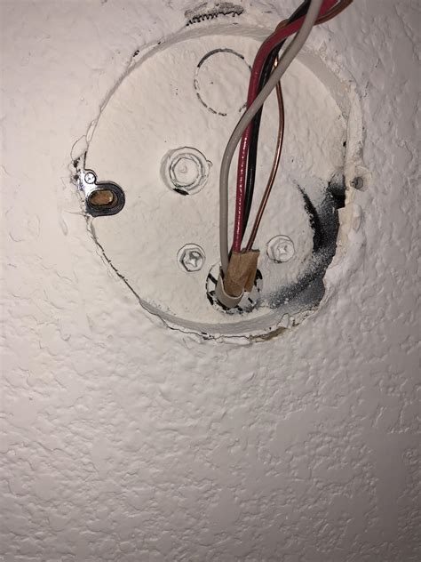 ceiling light junction box has no screw threading|electrical outlet thread hole repair.